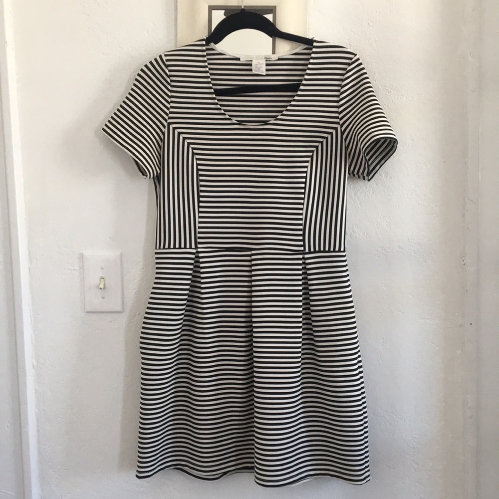 Black and white striped dress with pockets